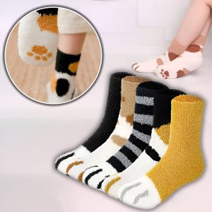 Șosete cu imprimeu de lăbuțe de pisică (3pcs) | GATOSOCKS